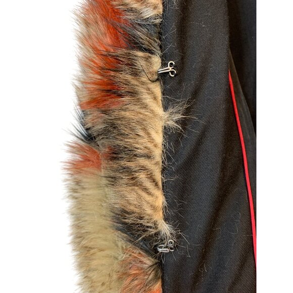 Womens  Free People Tribal Faux Fur Jacket Coat M Scarlet Red Combo EUC RY10395 - Picture 9 of 11